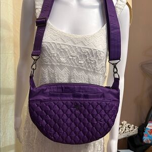 Quilted Purple Crossbody Bag - Unbranded